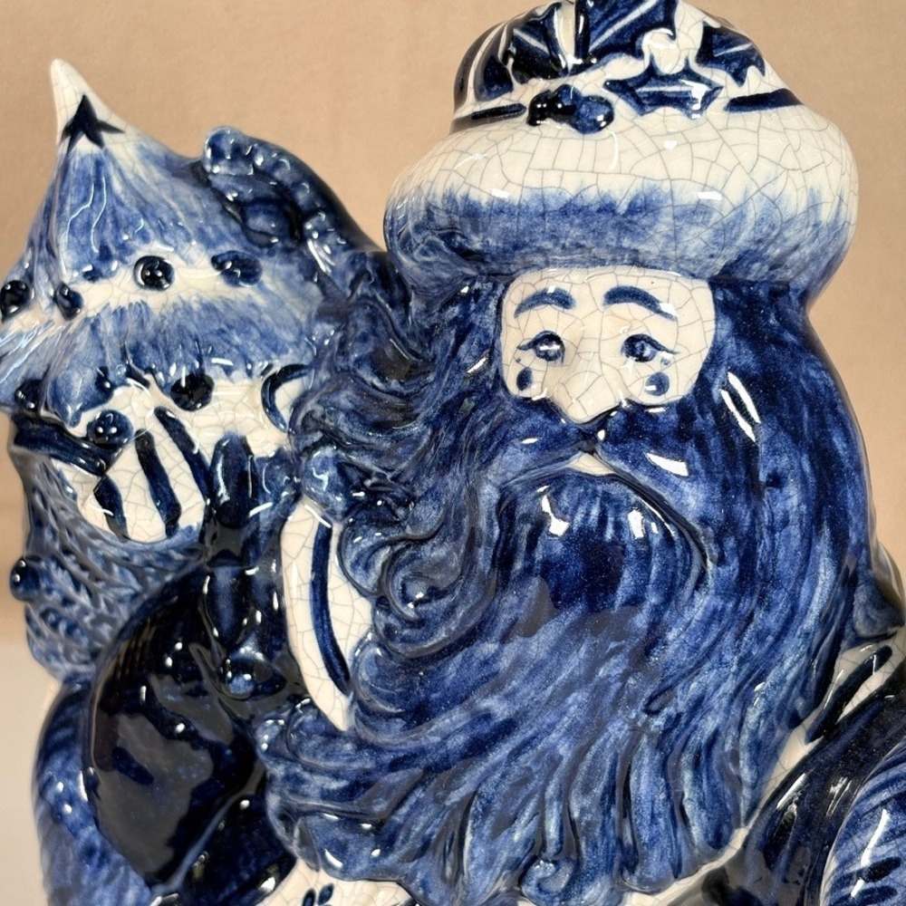 The Potting Shed Dedham Style Santa Figure 10.5" Crackle Glaze Limited Ed 1995 - Picture 2 of 11